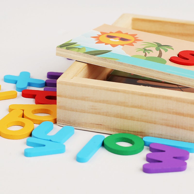 Children'S Wooden Box Word Spelling Game English Alphabet Early Education Cognitive Spelling Kindergarten Wooden Educational Toys - Image 5